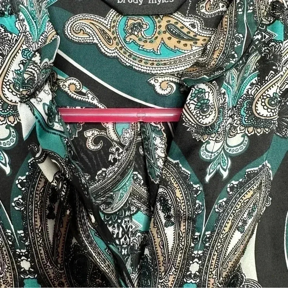 Brody Myles Blouse Collared Buttons Green/Blue/White Patterned Size Small - Picture 2 of 16